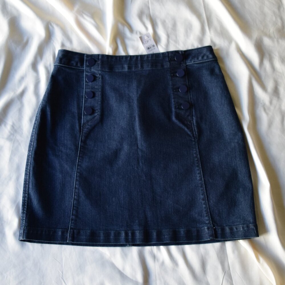 NWT LOFT Denim Sailor Skirt In Navy Size 6